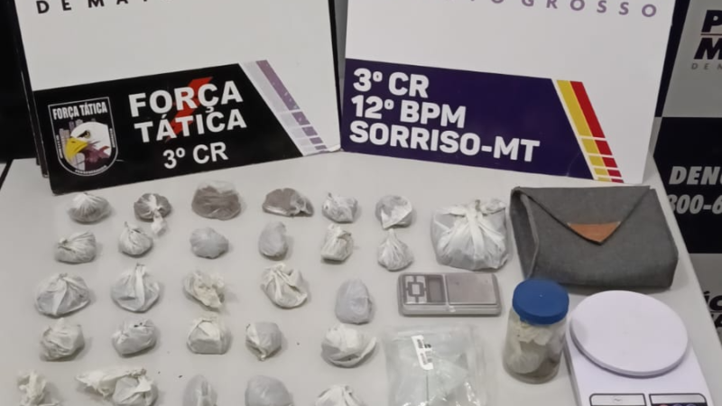 Adolescente e homem são detidos com porções de maconha durante abordagem da Força Tática em Sinop