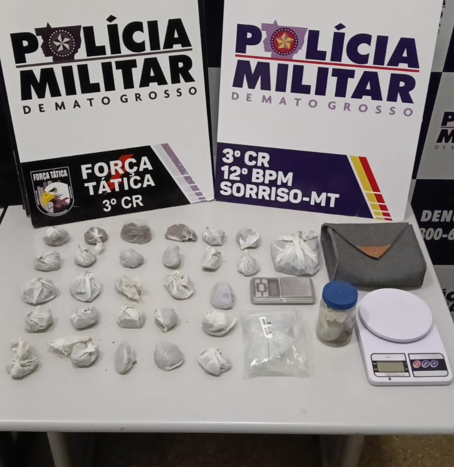 Adolescente e homem são detidos com porções de maconha durante abordagem da Força Tática em Sinop