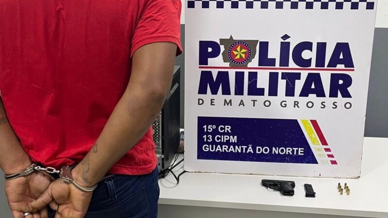 Denúncia sobre homem armado em comércio mobiliza PM e termina com flagrante dentro de casa em Guarantã do Norte