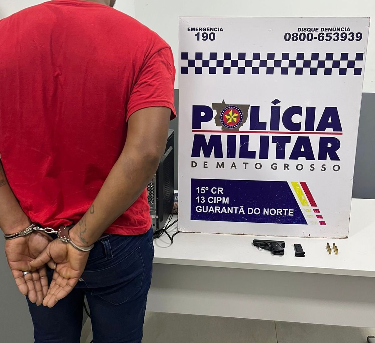 Denúncia sobre homem armado em comércio mobiliza PM e termina com flagrante dentro de casa em Guarantã do Norte