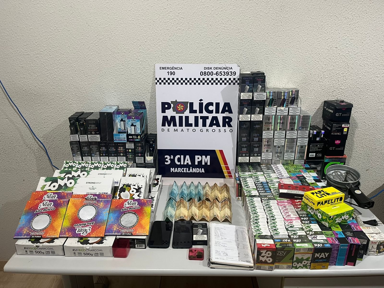 PM desmantela esquema de venda ilegal de cigarros eletrônicos após denúncias da população em Marcelândia