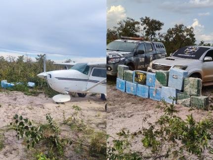 Vídeo – Forças de segurança apreendem avião e quase 500 kg de cocaína em MT
