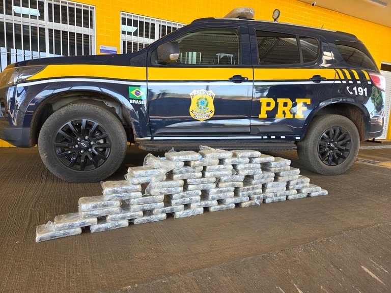 PRF encontra 60 tabletes de droga escondidos em carga de madeira e motorista tenta fugir