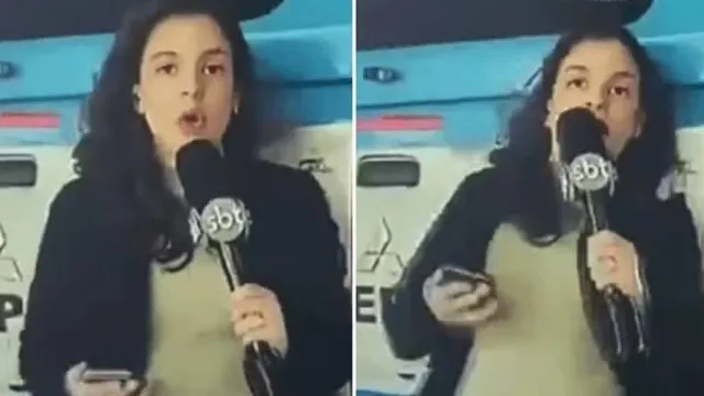 Repórter do SBT é atingida por carro da polícia durante transmissão