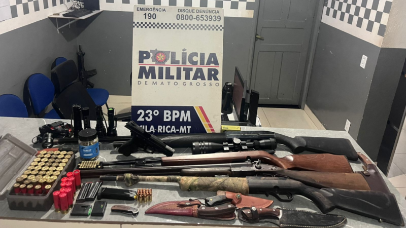 Abordagem em estrada rural termina com apreensão de cinco armas e mais de 300 munições