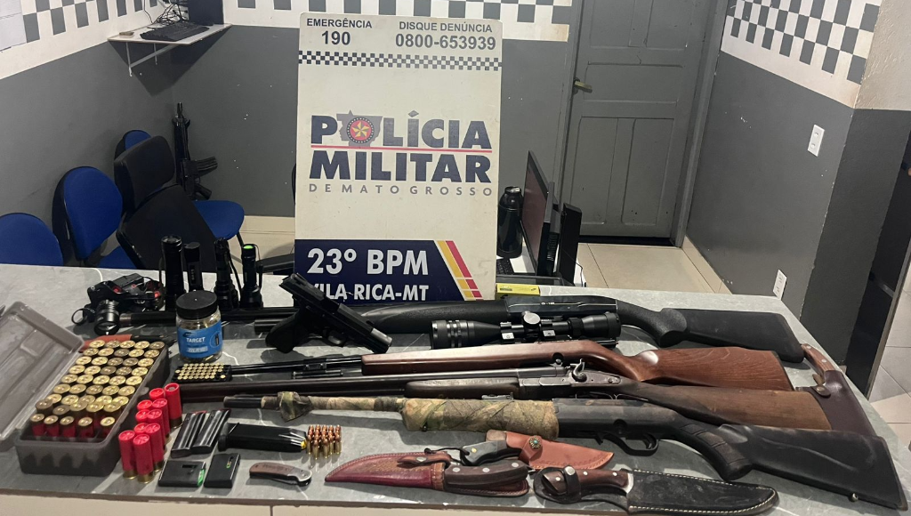 Abordagem em estrada rural termina com apreensão de cinco armas e mais de 300 munições