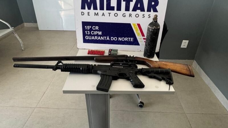 Polícia encontra cofre com armas após feminicídio e apreende arsenal em Guarantã do Norte