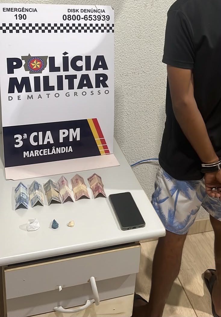 Suspeito tenta fugir da PM, confessa que venderia drogas e acaba preso em Marcelândia