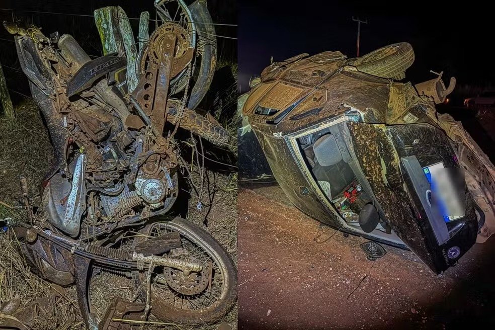 Tragédia em rodovia: três pessoas morrem em grave colisão entre carro e moto