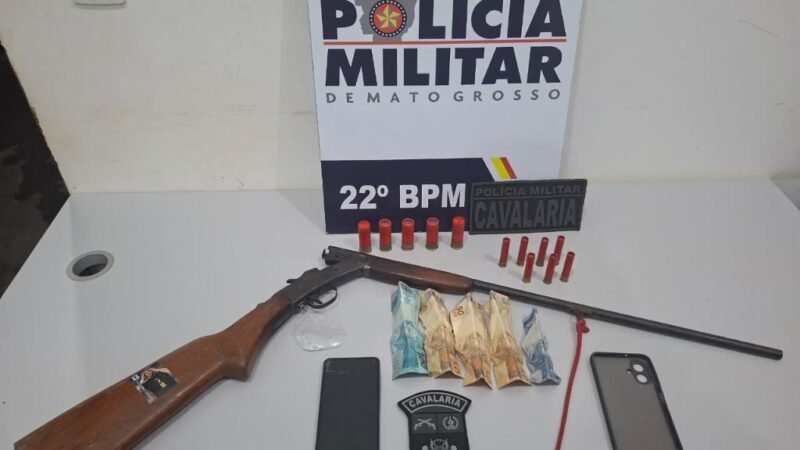 Peixoto de Azevedo: Homem é preso com cocaína e espingarda após demonstrar atitude suspeita