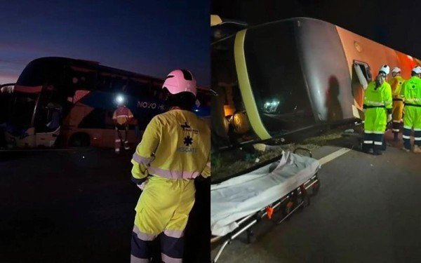 Ônibus que seguia para Alta Floresta tomba na BR-163 em Nova Mutum e 9 passageiros ficam feridos