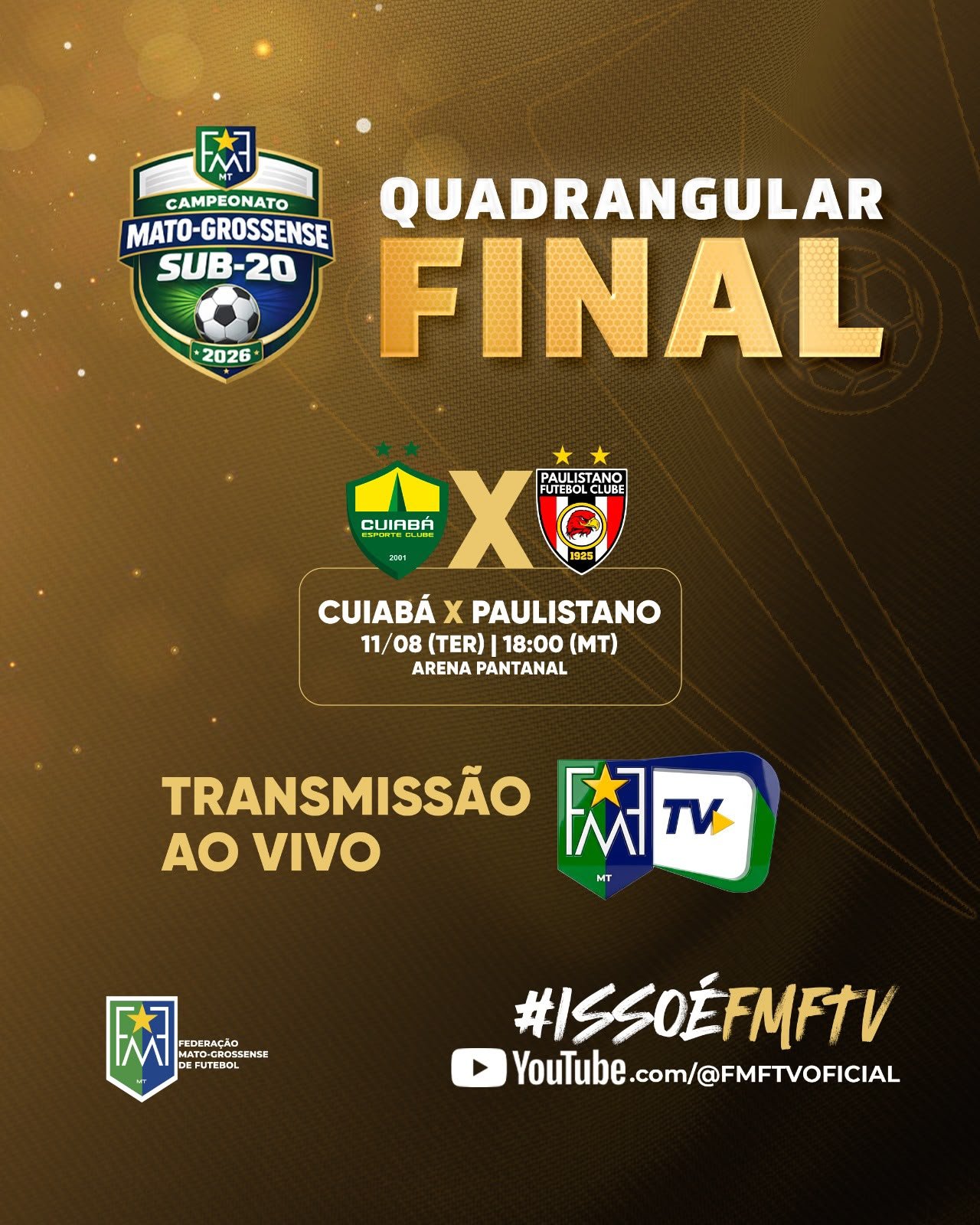 Última rodada do quadrangular final define campeão do Mato-grossense Sub-20 nesta terça-feira