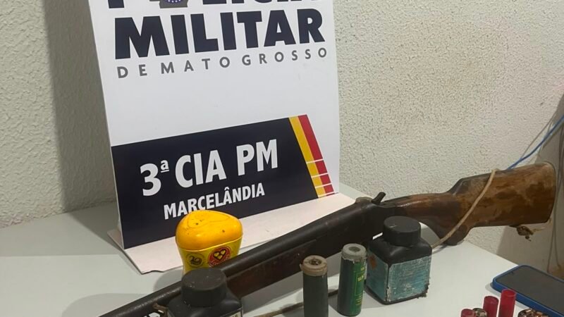 Homem é preso após ameaçar adolescente e arma ser encontrada em propriedade em Marcelândia