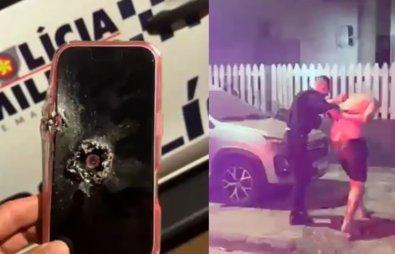 PM de folga salva mulher de ser morta Marcelândia; agressor atira em celular
