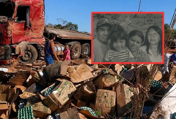 Família indígena morre em batida entre caminhonete e carreta em MT