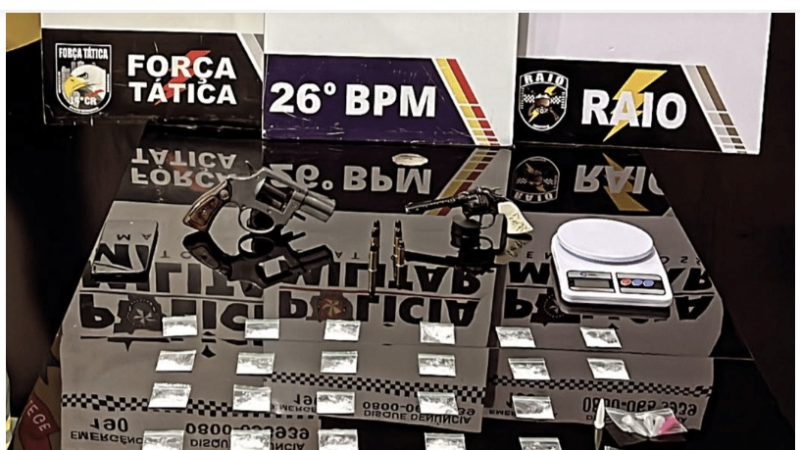 Suspeito de intimidar moradores é preso com arma e drogas