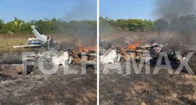 Queda e explosão de avião deixa 3 mortos em fazenda em MT; vídeo