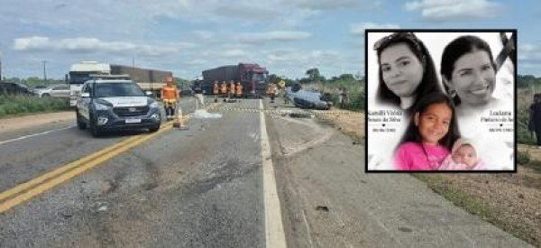 Técnica de enfermagem, filha e duas netas morrem em acidente na BR-364