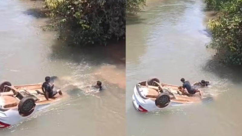 Criança de 1 ano é entubada após carro cair de ponte em Sorriso