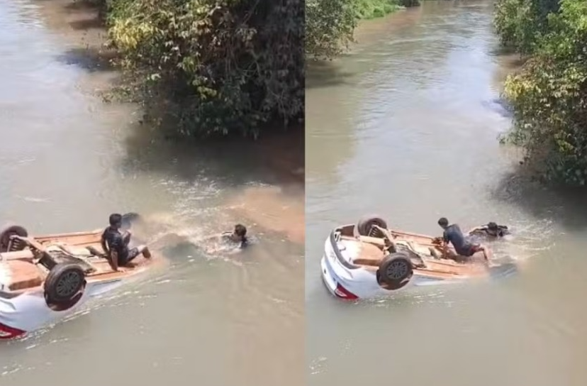 Criança de 1 ano é entubada após carro cair de ponte em Sorriso